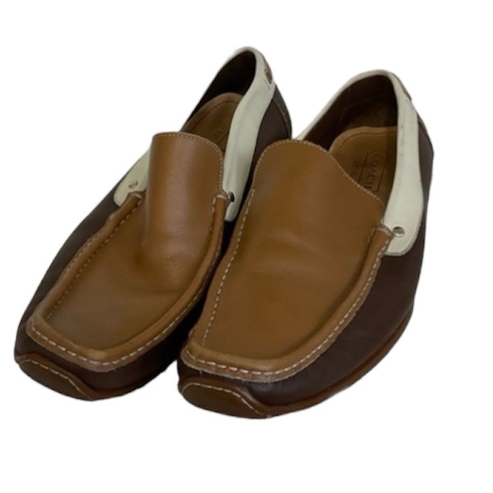 Coach Vintage Tri colors Brown and Leather Slip-On Italian Loafers Moccasins 10